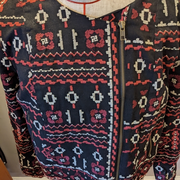 NWT Feathers by Tolani Anthropologie Mandy Moto Jacket Embroidered Size Small - Picture 6 of 10